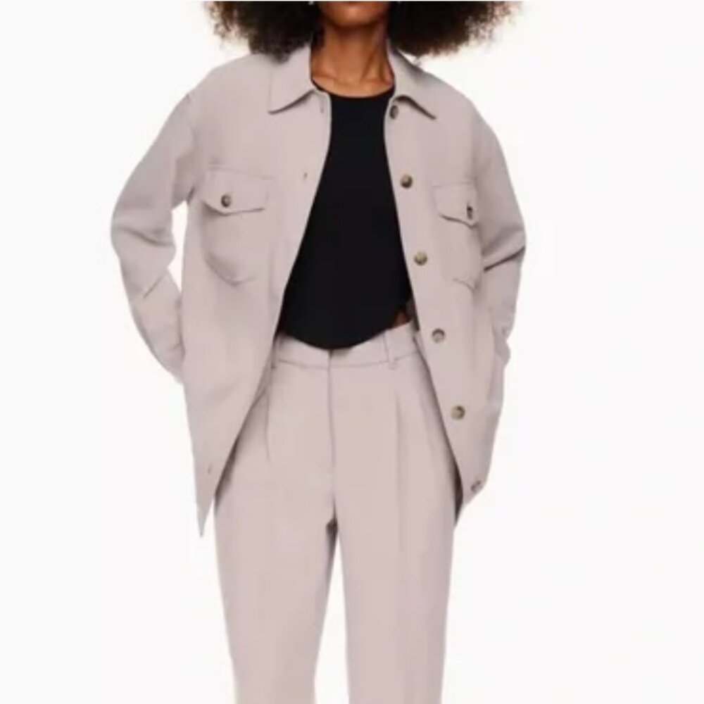 NWT Aritzia Wilfred Ganna Button Shirt Jacket in Morado Grey